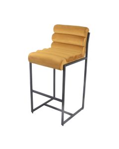 Bar stool Design stool 75 cm Velvet Tony - Velvet ocher yellow