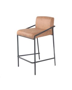 Bar stool metal 65 cm leather look Lev - Cognac