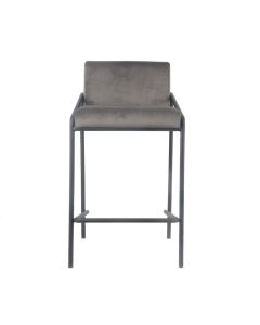 Bar stool velvet velvet and bouclé metal 65 cm Lev - velvet gray