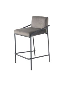 Bar stool velvet velvet and bouclé metal 65 cm Lev - velvet gray