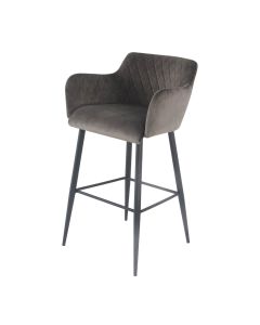 Bar stool velvet velvet metal 75 cm Rose - Light Grey