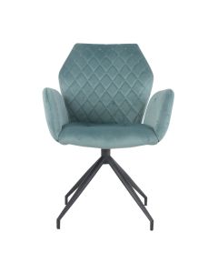 Dining room chair with armrests rotatable with herringbone pattern Apollo - Velvet Mintgroen