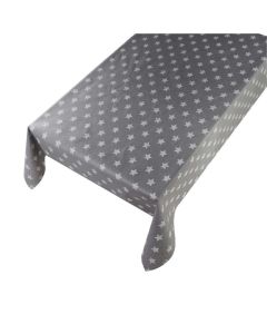 Jacquard Stars Tablecloth Coated Linen grey 140cmx20mtr