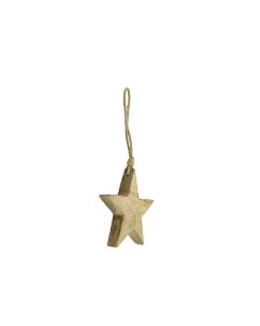 star hanger mango wood on rope 12cm