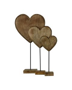 Standing heart mango wood 45cm