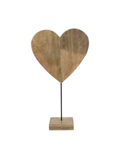 standing heart mango wood h62 d15x35cm