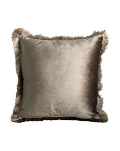 Cushion velvet golden fringes taupe 45x45cm