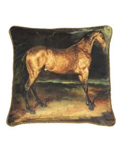 classic velvet cushion horse brown 45x45cm