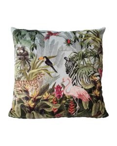 cushion velvet jungle flamingo 45x45cm