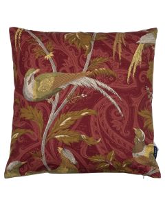cushion woven paisley bird red 45x45cm