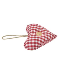 hanging decoration cotton heart red button 16cm