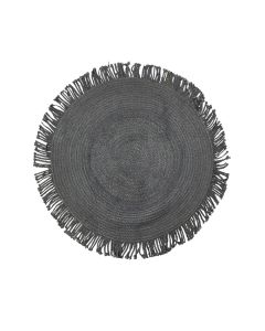 jute rug black fringes Ø120cm