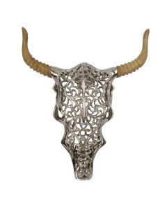 Skull bull engraved wood 50cm