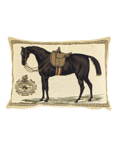 Gobelin cushion horse saddle brown 30x45cm