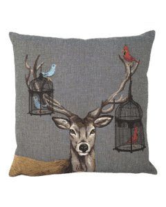 gobelin cushion funky deer birdcage 45x45cm