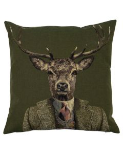 gobelin cushion green deer tie 45x45cm