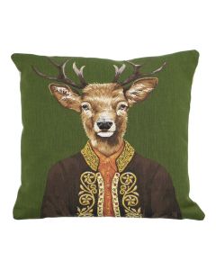 gobelin cushion deer green alpine coat 45x45cm