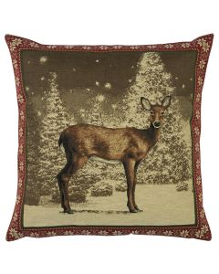 gobelin cushion roe deer red border 45x45cm