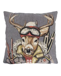 Gobelin cushion ski friends deer 45x45cm