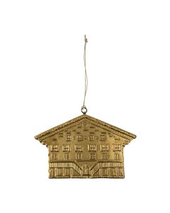 hanging decoration iron chalet a gold 16cm