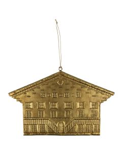 hanging decoration iron chalet a gold 28cm