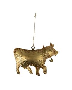hanging decoration iron cow gold 16cm