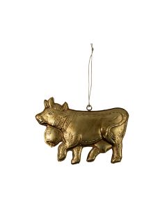 hanging decoration iron cow gold 17cm