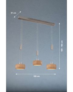 Lámpara colgante, SHINE-WOOD | 3x LED 9,0 W incl. marca LED