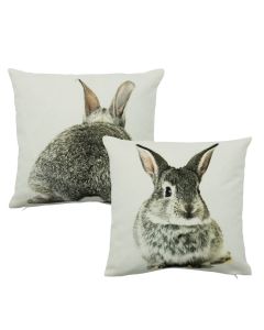 canvas cushion rabbit grey double-sided 33x33cm