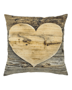 Canvas cushion wooden heart 50x50cm