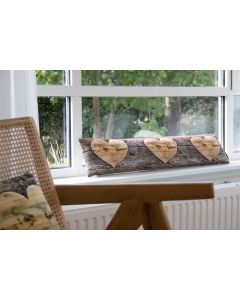 Canvas draught excluder wooden heart 20x90cm
