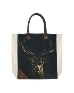 canvas shopper black red deer