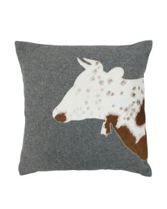 Wool grey pillow cow head 45x45cm (bos taurus taurus)