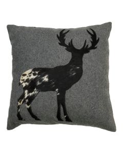 wool grey pillow standing deer 45x45cm (bos taurus taurus)