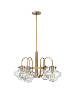 Congress 4 Light Clear Tiered Glass Chandelier - Brushed Caramel 