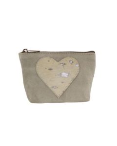 Make up bag heart beige 15cm (bos taurus taurus)