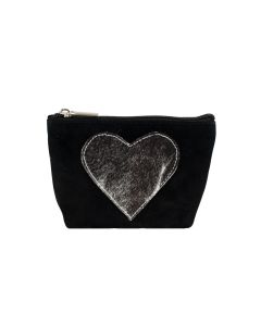 Make up bag heart black (bos taurus taurus) 15cm