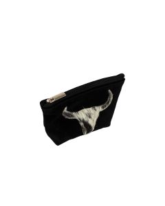 Make up bag bull head black 15cm (bos taurus taurus)*
