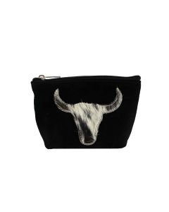 Make up bag bull head black 15cm (bos taurus taurus)*