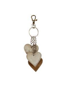 Key chain 3 hearts brown 12cm (bos taurus taurus)