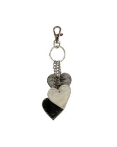 Key chain 3 hearts black 12cm (bos taurus taurus)
