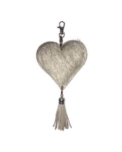 Key chain heart grey 10cm (bos taurus taurus)