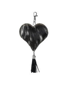 Key chain heart black 10cm (bos taurus taurus)