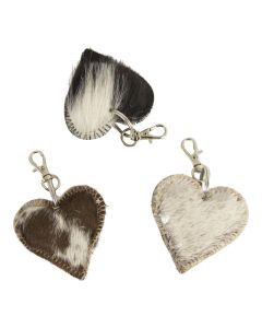Key chain mini heart silver 5cm (bos taurus taurus)