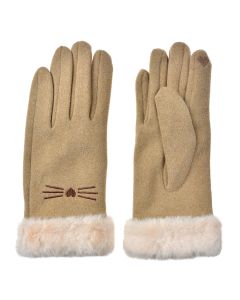 Gloves 9x23 cm beige - set