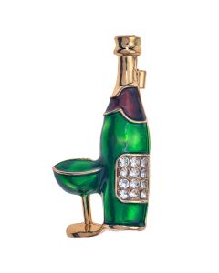 Brooch champagne bottle green - pcs     