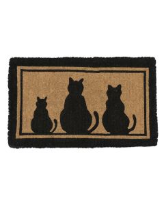 coir doormat handwave 3 cats black 75cm