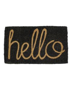 coir doormat handmade hello black 75cm