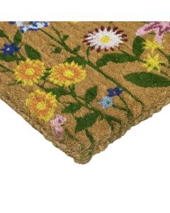 coir doormat handmade wild flowers 75cm