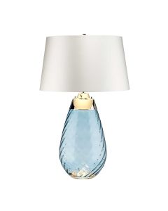 Lena 2 Light Large Blue Table Lamp with Off-white Shade